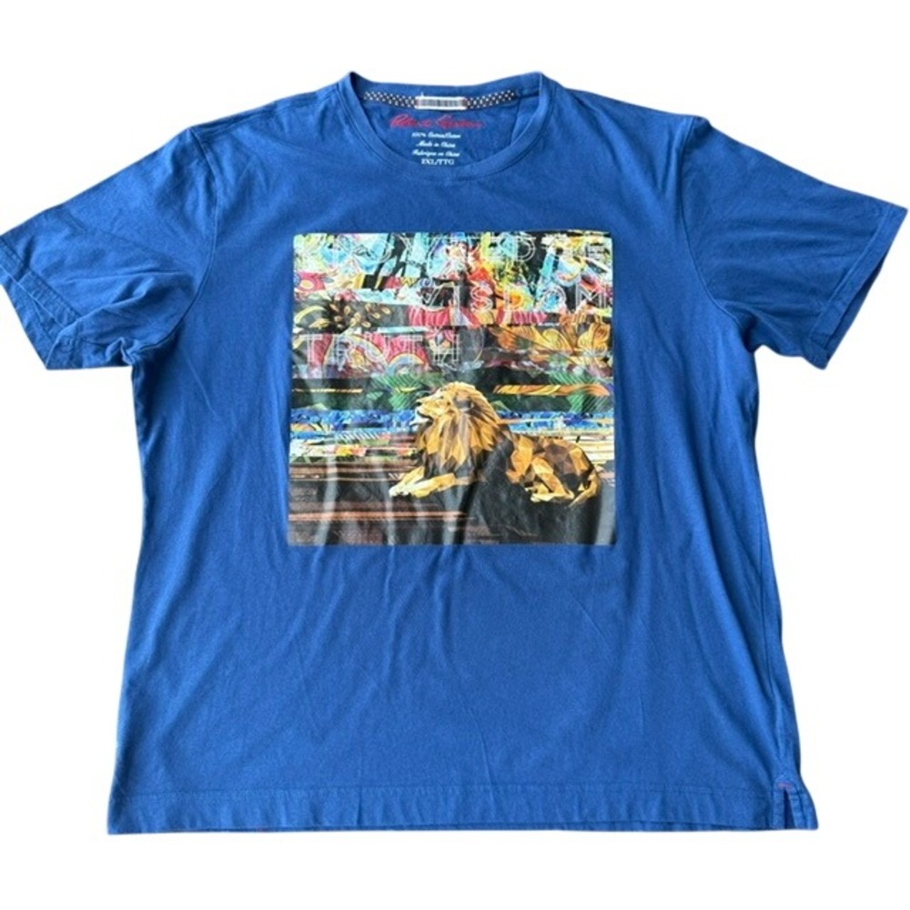 Robert Graham Knowledge Wisdom Truth Lion Graphic Tee Blue Mens 2XL 100% Cotton
